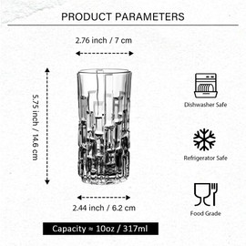 binsakao Highball Glasses Set of 6, 14 oz Water Glasses, Collins Tall Beverage Cups Glassware for Drinks, Water, Beer, Soda, Cocktail