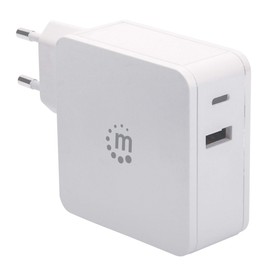 Manhattan 180146 Power Delivery USB Power Supply 45 W USB-C Power Delivery Port (PD 3.0) with up to 45 W USB-A Charging Port up to 2.4 A White