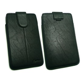 Emartbuy Universal 7-8.4 Inch Black PU Leather Secured Slide in Pouch Case Sleeve Holder With Pull Tab Mechanism Compatible With Devices Listed Below