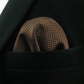 SHLAX&WING Silk Pocket Square for Men Plain Brown Handkerchief Hankies Hanky