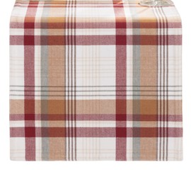 Elrene Home Fashions Seneca Plaid Harvest Fall/Thanksgiving Cotton Console Centerpiece/Table Runner, 13"x90"