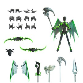 T13(Pre-Assembled) Action Figure Set, 3D Printed Dummy13 and Robo13 Figures, Highly Articulated Robot 13 with Interchangeable Accessories, Perfect for Collectors and Hobbyists (gre-Black)