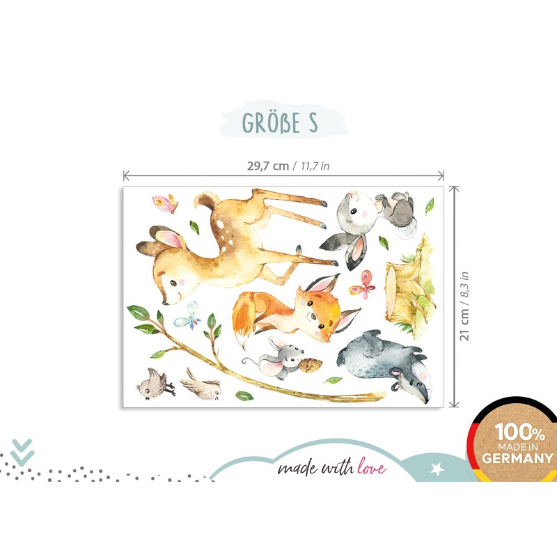Little Deco DL552-1 Wall Sticker Forest Animals Children's Room Wall