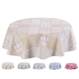 Home Direct Round Oilcloth PVC Wipe Clean Tablecloth Table Cover 140cm 55" Beige