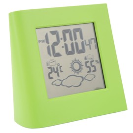 Leapiture Solar-Wecker, solarbetriebener Wecker, umweltfreundlicher Wecker, Solar-Schreibtischuhr, Solar-Ladeuhr für Wettervorhersage, Uhr, solarbetriebene LCD-Display-Uhr (Grün)
