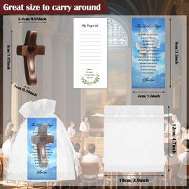 15Pcs Black Walnut Wooden Cross Set Cross My Heart Encouragement Gift Relieve Anxiety Comfort Cross for Clutching Clinging and Praying Handheld Wooden Cross with Prayer Cards Organza Bags for Children and Adults