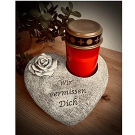 Necesitas Grave Decoration Weatherproof Heart as Perfect Grave Decoration Decorative Memorial Stone with LED Grave Light Heart Decoration for the Last Way Perfect for the Day of Death or All Saints