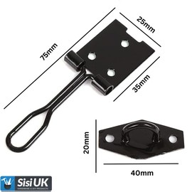Sisi UK Wire Hasp and Staple 75mm (3inch) Black Heavy Duty Stainless Steel Wire Hasp and Staple Door Latch Lock for Cupboard Hutches Cages Sheds with Fixing Screws Pack of 2