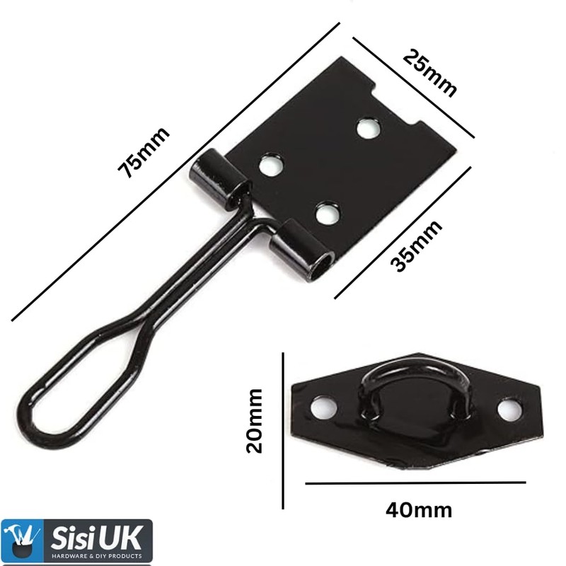 Sisi UK Wire Hasp and Staple 75mm (3inch) Black Heavy