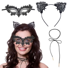 DRESHOW Rhinestone Lace Cat Ears Women Cosplay Fashion Headband Hair Accessories