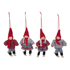 Northlight - Set of 4 Colorful Holiday Skiing Kids Christmas Ornament Decorations 6"