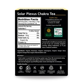Buddha Teas - Solar Plexus Chakra Tea - Organic Herbal Tea - For Personal Power - With Rosemary, Ginger, Orange Peel & Citrine Essence - 100% Kosher & Non-GMO - 18 Tea Bags (Pack of 1)