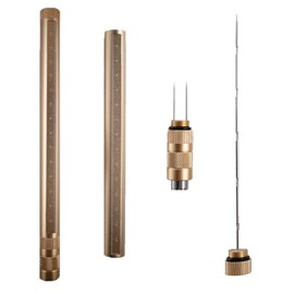 HAWAN Cigar Punch Cutter Gold Long 3-in-1 Draw Enhancer Tool Double Stainless Steel Twin Needle with Gift Box