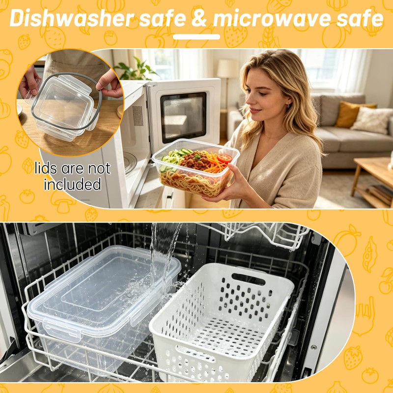 IKKAB 3 Pack Fruit Storage Containers for Fridge with Removable