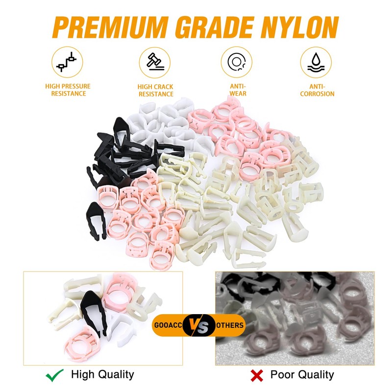 GOOACC 70Pcs Fuel Line Retaining Clips Assortment Kit 3/8" 5/16"