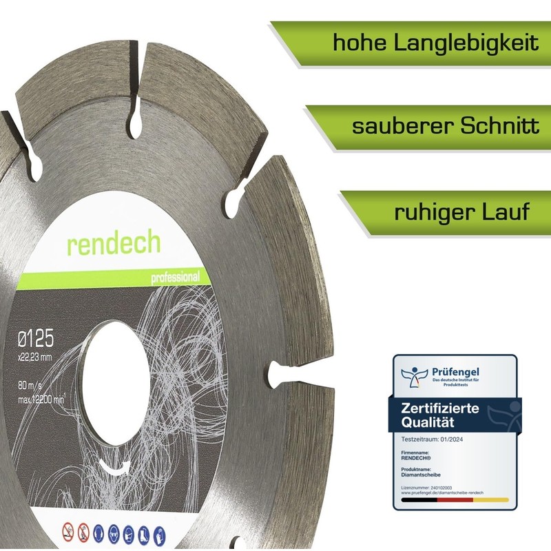 2x Rendech Diamond Disc, 125 Diamond Cutting Disc, 230 Cutting