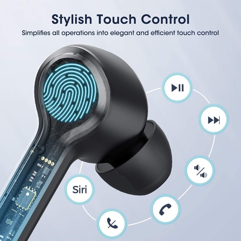Black Mpow M9 Wireless Earbuds in Ear 4-Mic Noise Cancelling