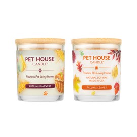 One Fur All Pet Friendly Candle 2 Pack - Plant-Based, Soy Candles, Clean Burning, Long Lasting Pet Air Freshener for Home, 2 Pack, Falling Leaves and Autumn Harvest