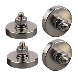 MUTUACTOR 4PCS Super Powerful Neodymium Round Magnet with 1/4''-20 Male Threaded Stud and Vertical Magnetic Pull-Force 90lbS…