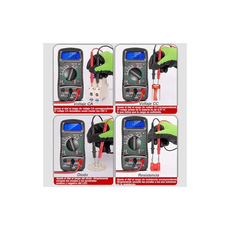 2 en 1 Multímetro Digital, Detector de Voltaje, Detector de