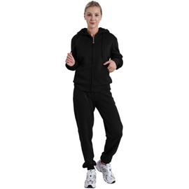 LeeHanTon Jogging Suits for Women Warm Up Sherpa Lined Outfit 2 Pieces Zipper Hoodie and Pants Athletic Track Suit