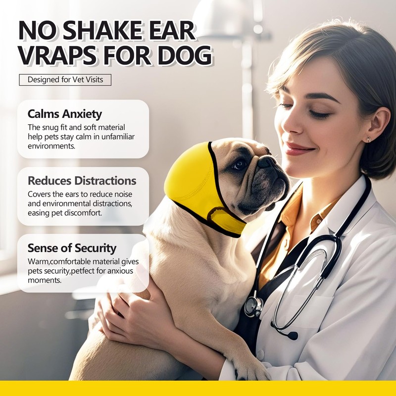 JOHNBOLIN Dog Ear Muffs & No Shake Ear Wrap for