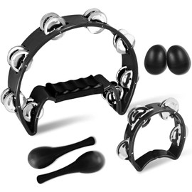 6 Pcs Tambourine, Metal Jingles Hand Held Percussion,Tambourine For Adults,Half Moon And Egg Shakers, Sand Hammer Apply Adults Kids Party, KTV, Church