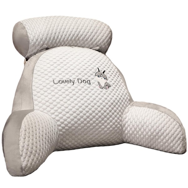 Reading Pillow 23.6×17.7×7.8in Comfortable Detachable Back Rest Pillow Cute 2 In 1Multifunctional Back Support Cushion for Reading Relaxing Watching TV Game (Husky)