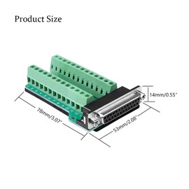 Willwewon 2 Male + 2 Female DB25 Solderless Connector, RS232 D-SUB Serial 25 Pin Port Terminal Adapter Breakout Board with Nut