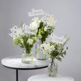 Ephlyn 16Pcs Happy Retirement Centerpiece Sticks Officially Retired Table Flower Centerpieces Sticks No Work Zone Floral Decorations for Farewell Birthday Party Centerpieces Supplies Silver