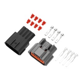 INFINAUTO 4 Pin Oxygen Pump Sensor Connector Plug, 2.2mm Series Male Female Wire Terminal Connector for Nissan Teana Plastic Copper Black Gray, 1 Set