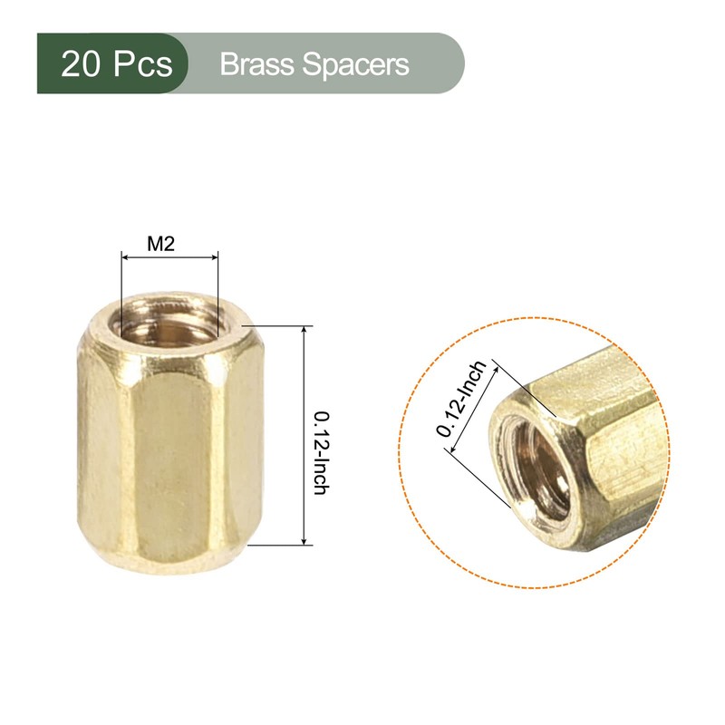 YOKIVE 20pcs M2 Spacer Brass Hex PCB Standoff Screw for