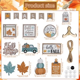24PCS Fall Tiered Tray Decor Set - Autumn Farmhouse Decorations with Pumpkins, Maple Leaves, Wooden Signs for Thanksgiving, Harvest Party, Kitchen Table, Mantel (autumn)