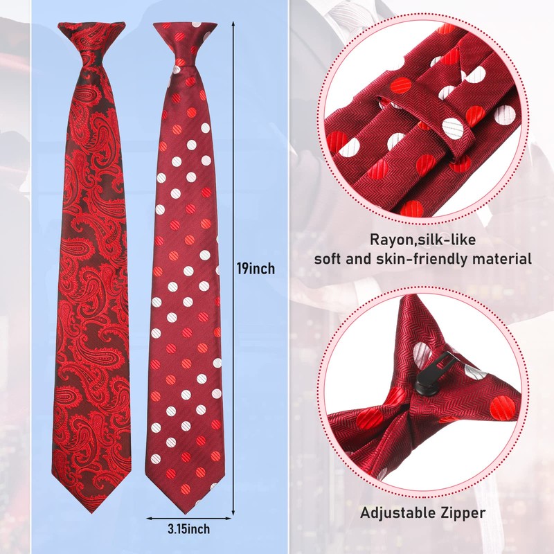 Janmercy 6 Pcs Clip on Tie for Men Clip on