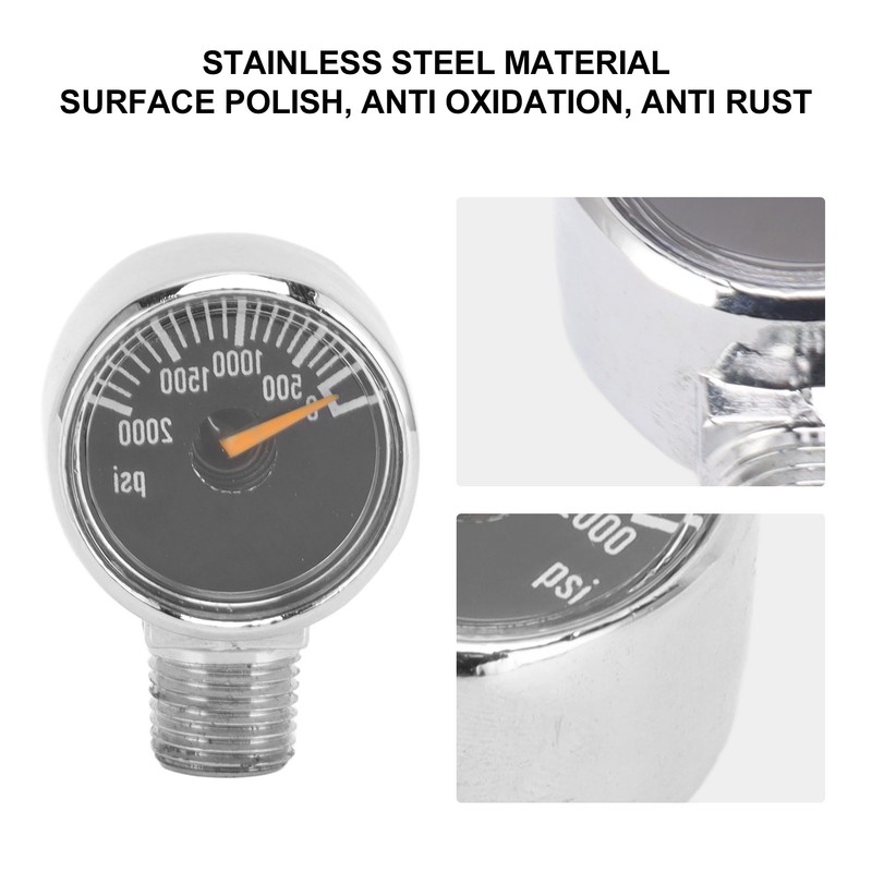 2000psi Pressure Gauge 1/8NPT Mount CO2 Cylinder Filling Pressure Meter