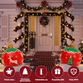 Inflatable Christmas Ball 58cm/23Inch Outdoor PVC Inflatable Ball Giant Blow up Ball Ornament Reusable Snowman Baubles Decorations for Xmas Holiday Garden Lawn(A)