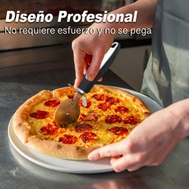Juego de dos cortapizzas, cortador y rueda de pizza de acero inoxidable, cortador masa fácil de enrollar, cortadors pizza apto para uso alimentario, cortadors de repostería (Negro (Dos piezas))