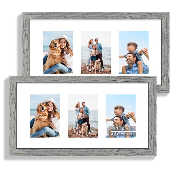 Hongkee 10x20 Picture Frame Set of 2, Rustic Grey Wood