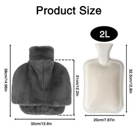 Golgner Foot Warmer Without Electricity, 2L Large Hot Water Bottle Feet, Foot Warmer Hot Water Bottle for Feet, 2 in 1 with Soft Plush Cover, Super Soft and Warm for Women/Men/Children, for Bedroom,