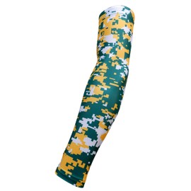 New! Green Yellow White Digital Camo Arm Sleeve - Moisture Wicking Compression (Youth Medium)
