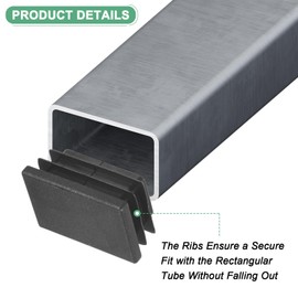 M METERXITY 10-Pack Tubing End Caps, 1.5 x 1 Inch Plastic Rectangle Hole Plugs Inserts for Chair Leg/Bar Stool/Fitness Equipment, Chair Glides Fence Plug Floor Protectors
