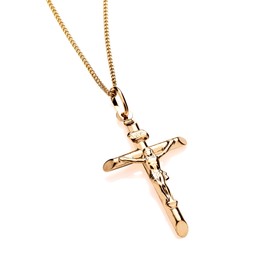 Old English Jewellers 9ct Yellow Gold on Silver Large Crucifix Cross Pendant & Chain 16 18 20 inch (16)