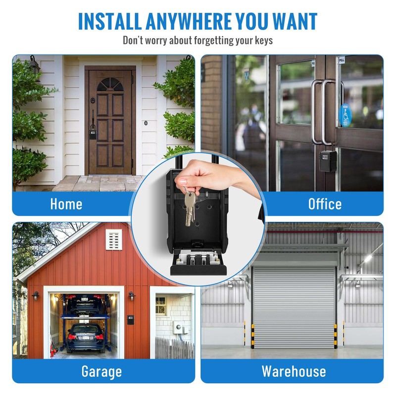 NEWIROVE Large Key Safe Wall Mounted & Hanging Key Cabinet