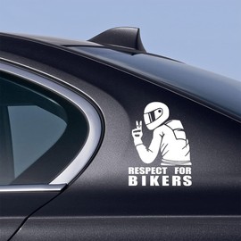 RHQFDM Pack of 3 Car Decoration Stickers, Reflective Stickers for Motorcycles, Respect for Cyclists, Reflective Sticker (White) with Plastic Scraper