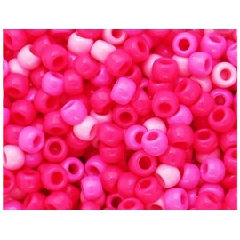 BeadTin Pink Ombre Opaque Mix 9mm Barrel Plastic Pony Beads (500pcs)