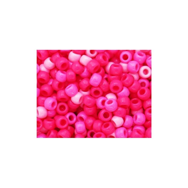 BeadTin Pink Ombre Opaque Mix 9mm Barrel Plastic Pony Beads