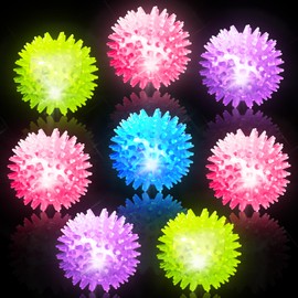 Ainiv 8 Spiky Bounce Balls 6CM, Sensory Light Up Balls - Disco Balls with Light, Flashing Spike Ball for Kids Party Bag Fillers, Squishy Stress Relief Fidget Squeezy Spikey Ball Toy for OCD ADHD ADD