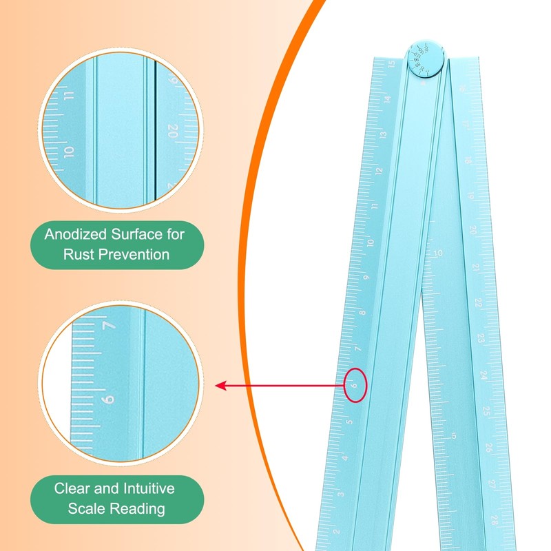 sourcing map 2pcs Folding Straight Ruler 30cm Metric Aluminum Alloy