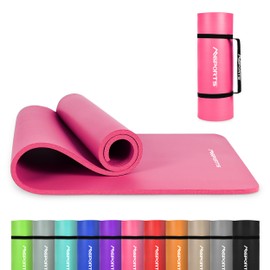 MSPORTS Thick Yoga Mat Premium Non Slip – Extra Comfortable Exercise Mat for Home Workouts, Pilates, Stretching & Gym – Cushioned NBR Foam, Yoga Mat with Strap, for Women & Men (Pink, 74.5 x 32 x 0.6 in)
