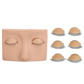 Eyelash Practice Mannequin Face Silicone Lash Mannequin Head with Double Layers Replaced Eyelids Skin Color